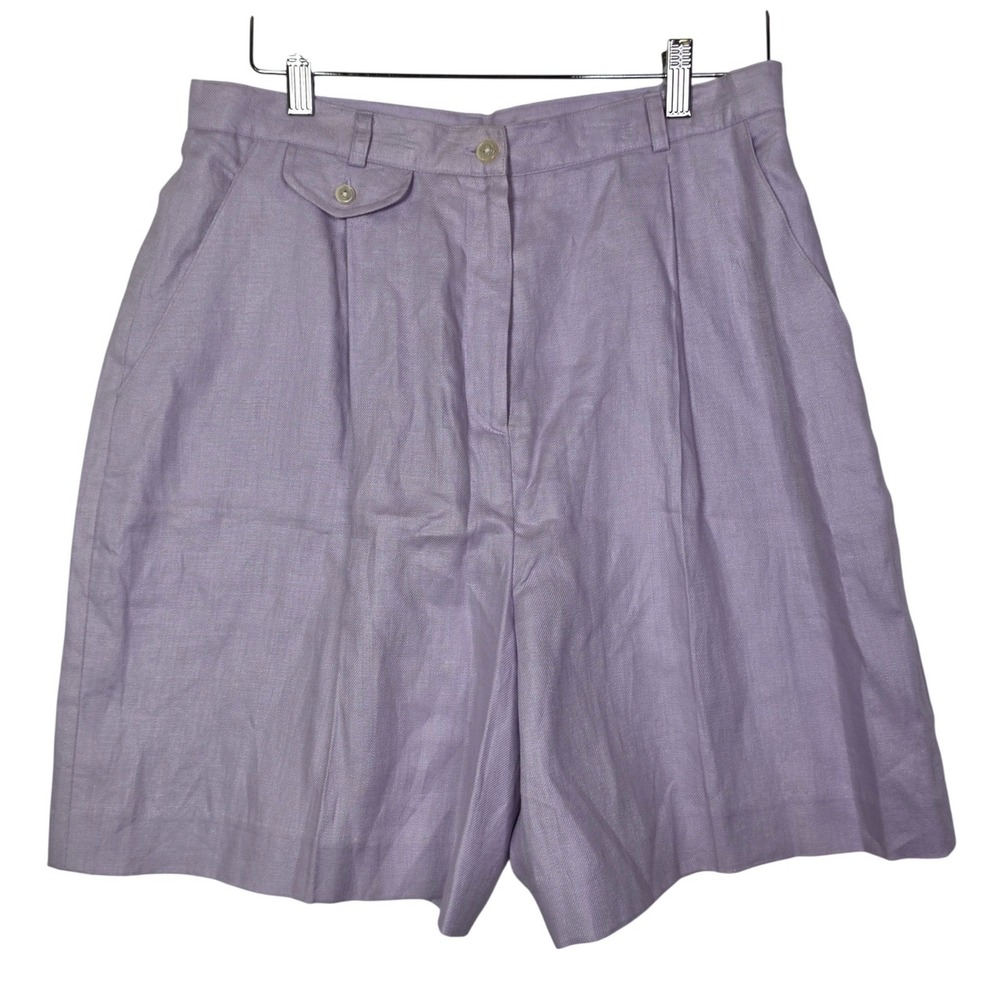 Lauren Ralph Lauren Womens Shorts 14 Purple Linen High Waist Preppy